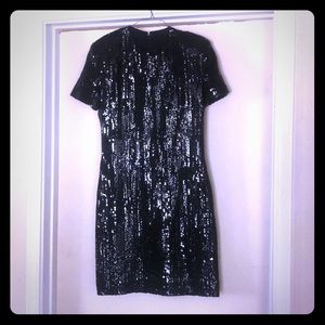 Victor Costa black sequence cocktail dress